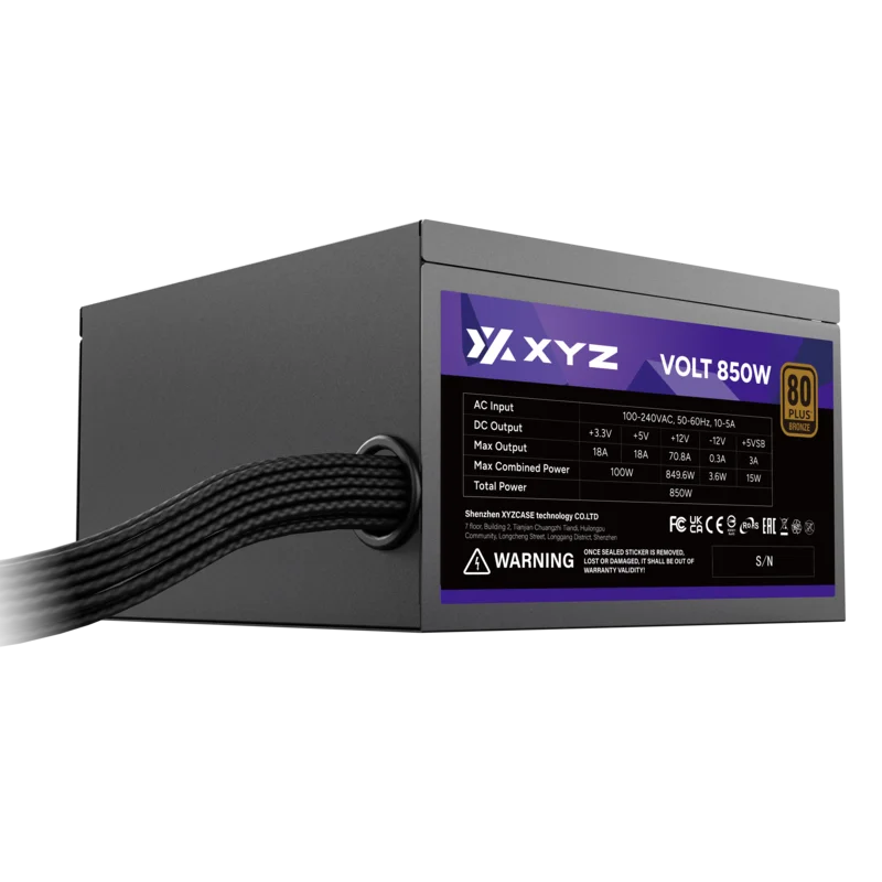 Fuente XYZ Volt 850W | 80+ Bronze | ATX | Cable Trenzado | Alta Eficiencia