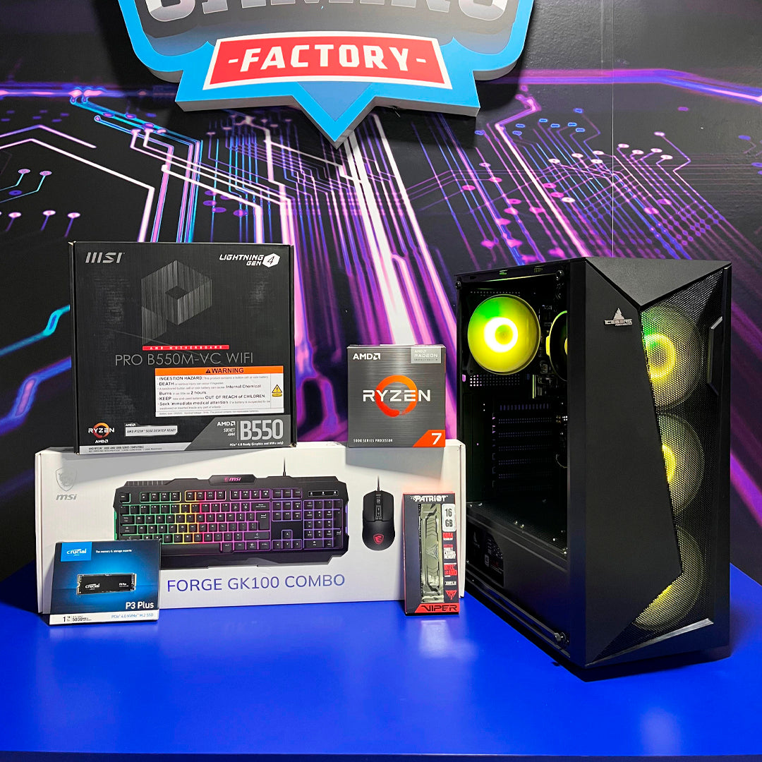 PC COMBO MORTAL |RYZEN 7 5700G| B550|RAM 16GB|SSD 1TB|MONITOR 24"|COMBO TECLADO Y MOUSE RGB