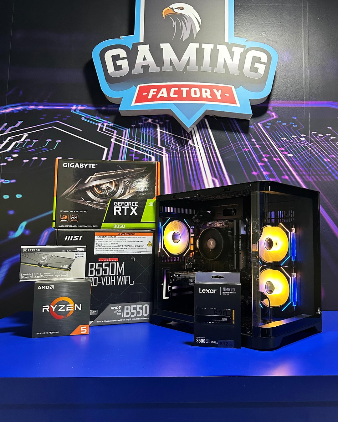 PC COMBO ATLAS/Ryzen 5 5500|B550|RAM 16GB|SSD512GB|RTX30506GB|MONITOR24"|COMBO TECLADO Y MOUSE RGB