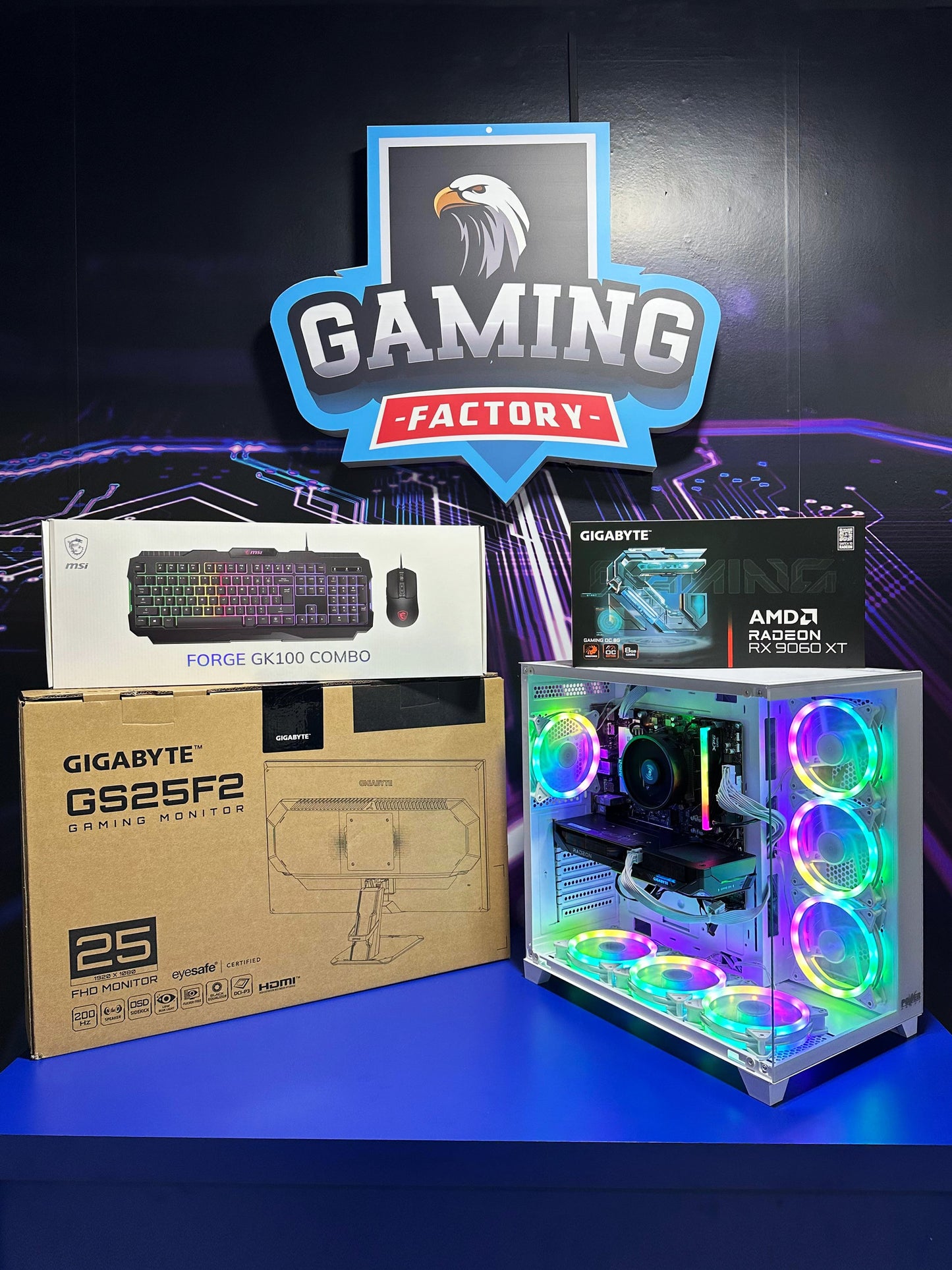 PC TORRE HYDRA| Ryzen 78700F| B650M|RAM 16GB|SSD512|RX9060XT 8GB |MONITOR 25"|COMBO TECLADOY MOUSE