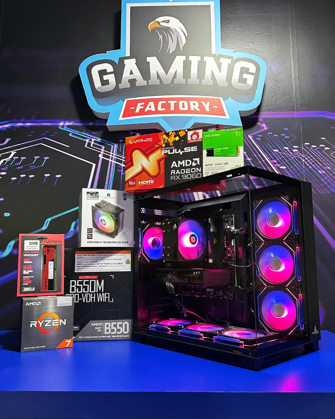 PC COMBO PC SPECTRE|Ryzen7 5700X/B550M/RAM32GB/SSD1TB/RX9060XT16GB/MONITOR 27"/MOUSE Y TECLADO RGB