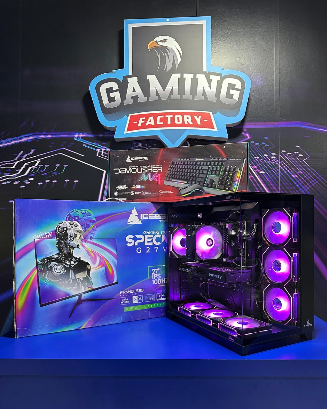PC COMBO QUANTUM/ Ryzen 7 5700X-B550-RAM32GB-SSD1TB-RTX5060Ti 16GB/ Monitor 27"/ Teclado y Mouse RGB
