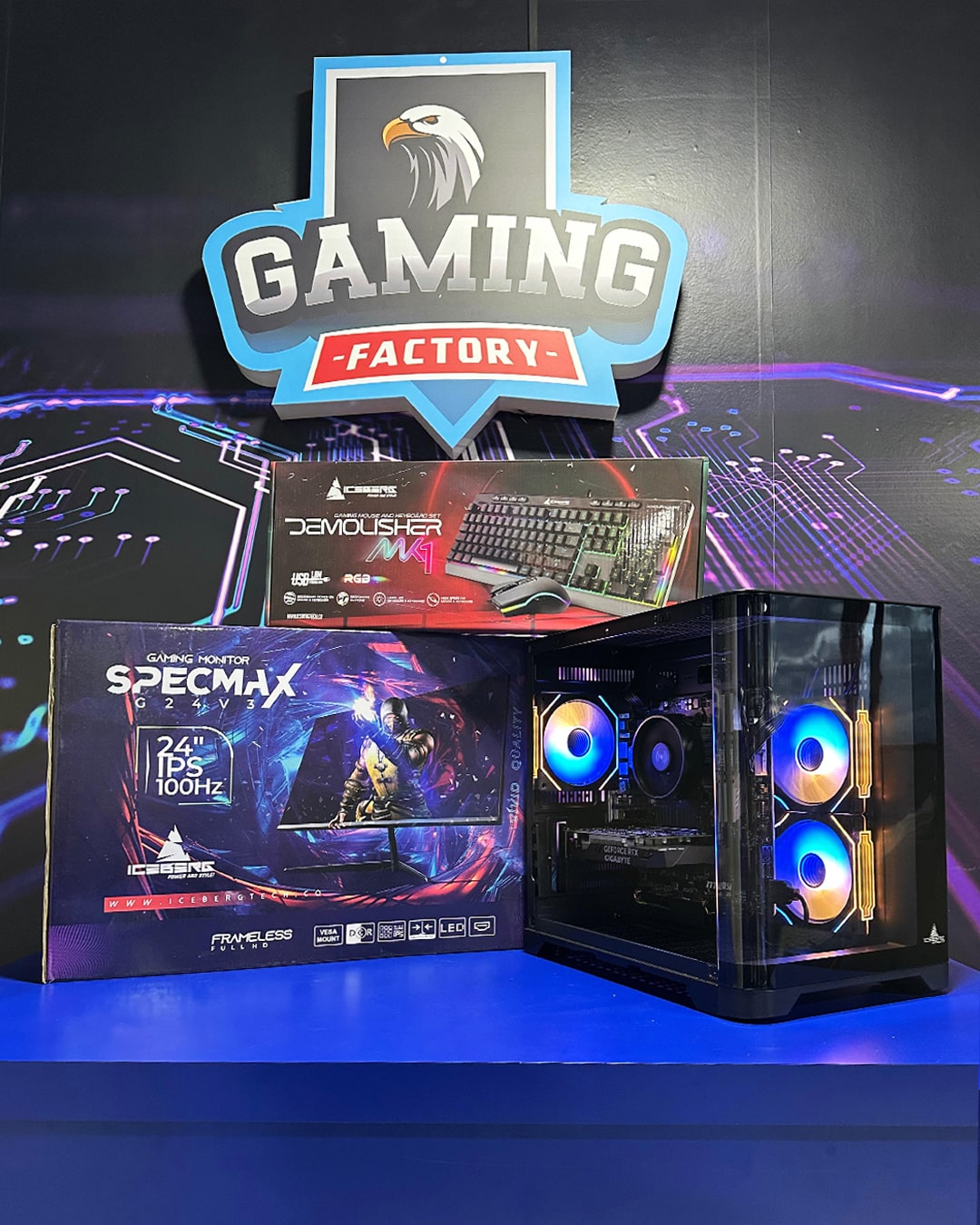 PC COMBO ATLAS/Ryzen 5 5500|B550|RAM 16GB|SSD512GB|RTX30506GB|MONITOR24"|COMBO TECLADO Y MOUSE RGB