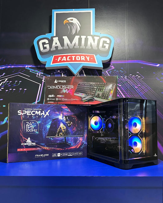 Combo Atlas: Ryzen 5 5500 - Board B550M WIFI - RAM 16GB - M.2 512GB - RTX 3050 6GB - Monitor 24' 100Hz 1ms - Combo teclado y mouse