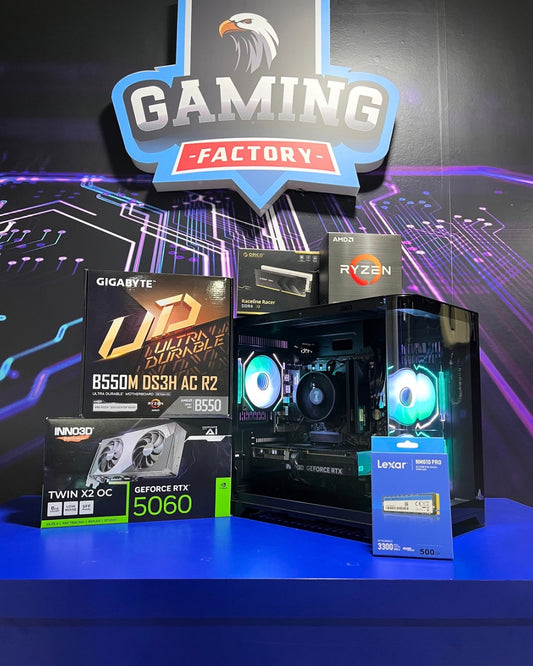 Combo Ranger: Ryzen 5 5500 - Board B550M WIFI - RAM 16GB - M.2 512GB - RTX 5060 8GB - 650W 80+ White - Monitor 24' 100Hz 1ms - Combo teclado y mouse