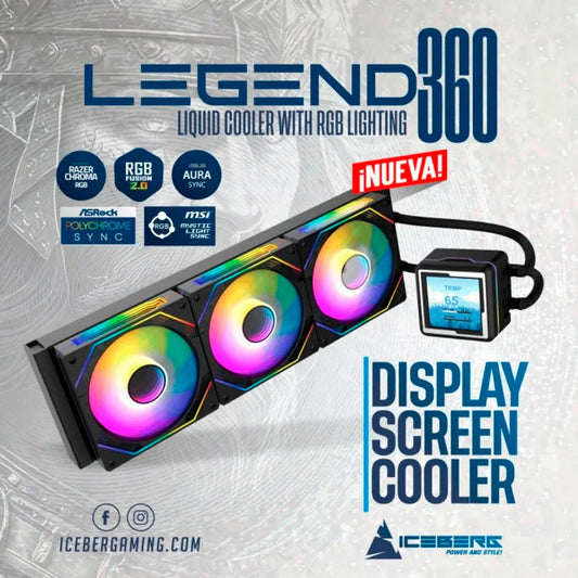 Refrigeración Liquida Iceberg | Legend 360mm Argb Pantalla Led Negro