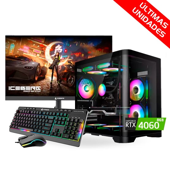 PC COMBO MINIGUN / Ryzen 5 5500-B550-RAM32GB-SSD1TB-RTX40608GB /Monitor 24"/ Teclado y Mouse RGB