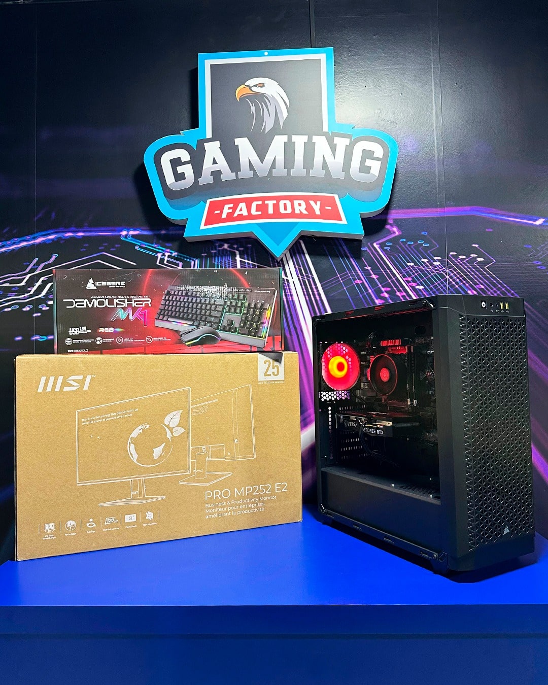 PC COMBO NEXUS/ Ryzen 5 5500-B450M-RAM16GB-SSD512GB-RTX3050 6GB/ Monitor 25"/ Teclado y Mouse RGB