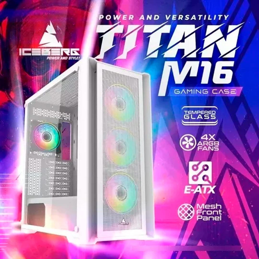 Chasis Titan M16 Blanca| Iceberg | Torre E-ATX de alto rendimiento y estilo premium