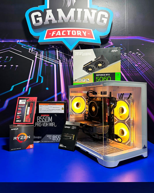 Combo Minigun: Ryzen 5 5500 Board B550M WIFI - RAM 16GB - M.2 1TB - RTX 5060 8GB - Monitor 24' 100Hz 1ms - Teclado y Mouse