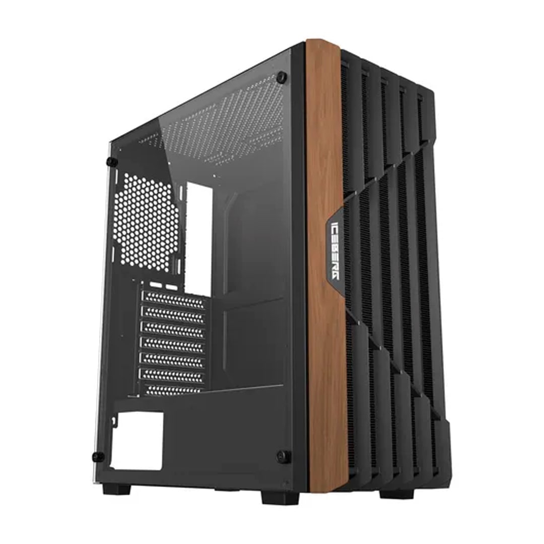 Chasis Iceberg Wood Vector – ATX | 7 Ventiladores ARGB | Vidrio Templado | Estilo madera