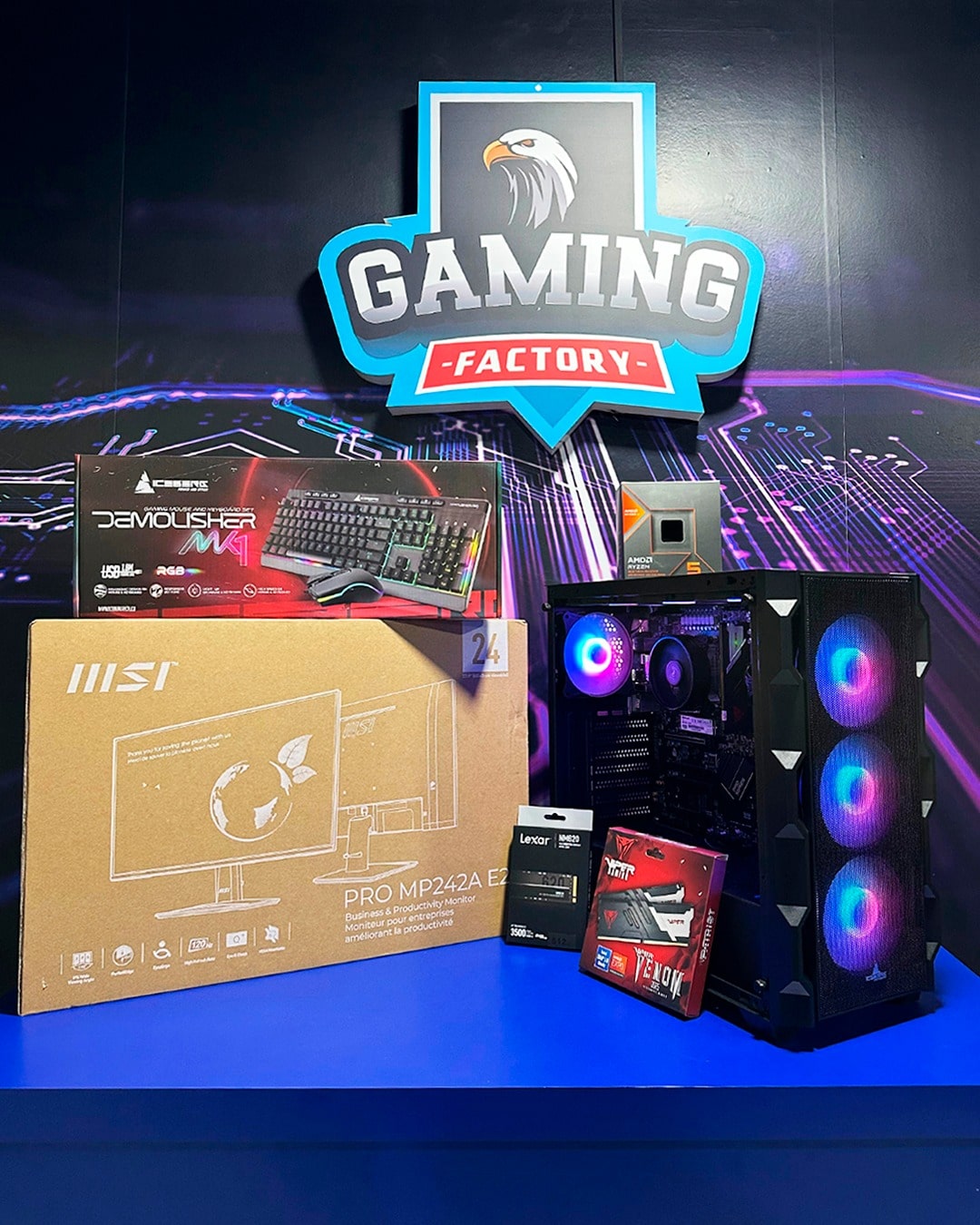 PC COMBO BLAZE/ Ryzen 5 8600G-B650-RAM16GB-SSD512GB /Monitor 24"/Teclado y Mouse RGB