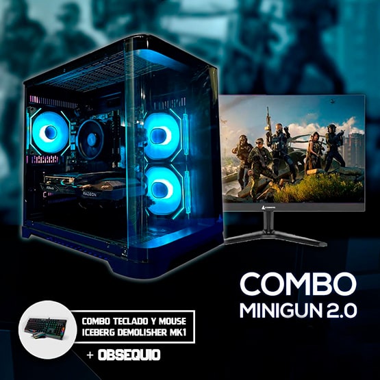 PC COMBO MINIGUN / Ryzen 5 5500-B550-RAM32GB-SSD1TB-RTX40608GB /Monitor 24"/ Teclado y Mouse RGB