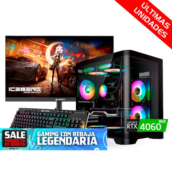PC COMBO MINIGUN / Ryzen 5 5500-B550-RAM32GB-SSD1TB-RTX40608GB /Monitor 24"/ Teclado y Mouse RGB