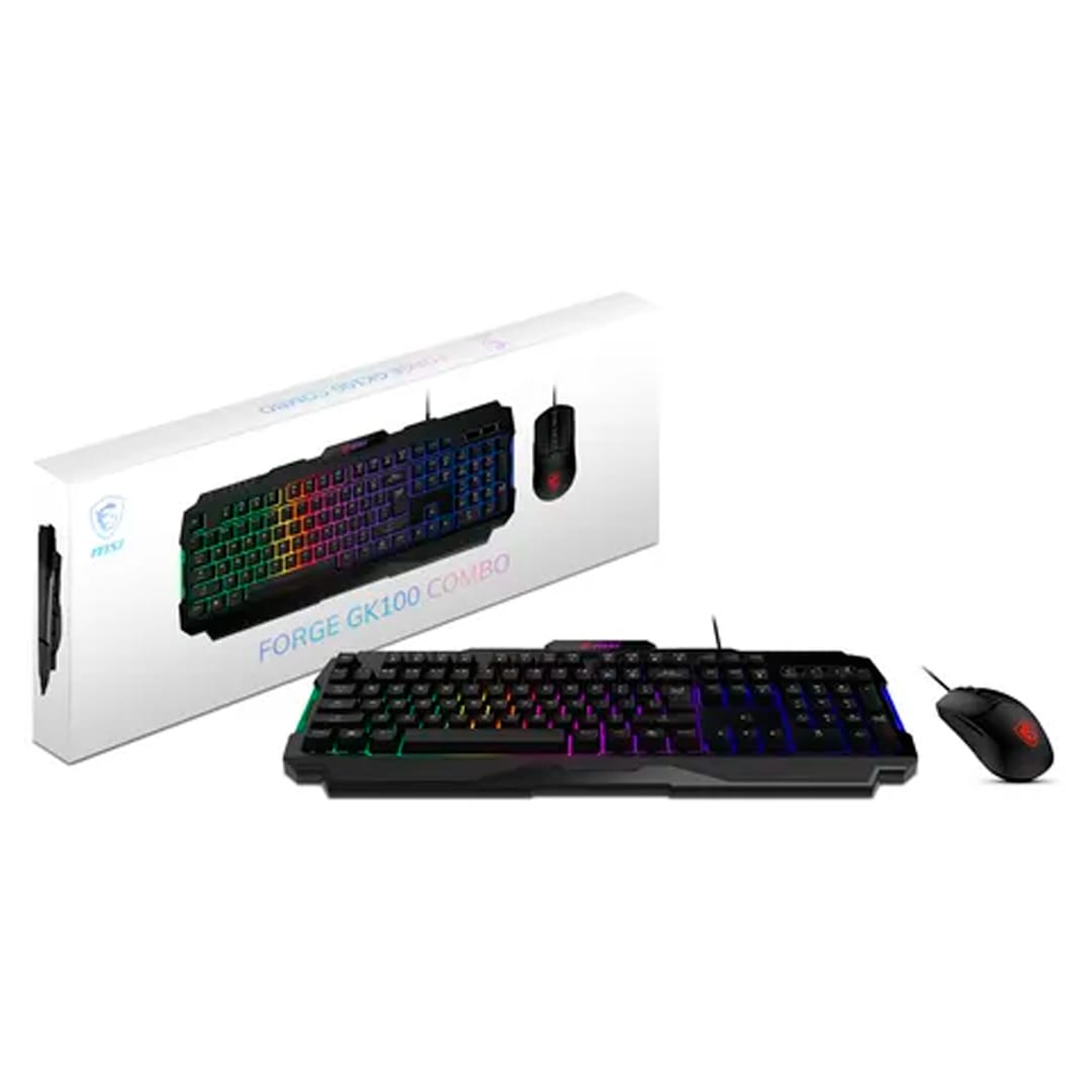 Combo Gamer MSI GK100– Teclado Retroiluminado + Mouse Óptico RGB