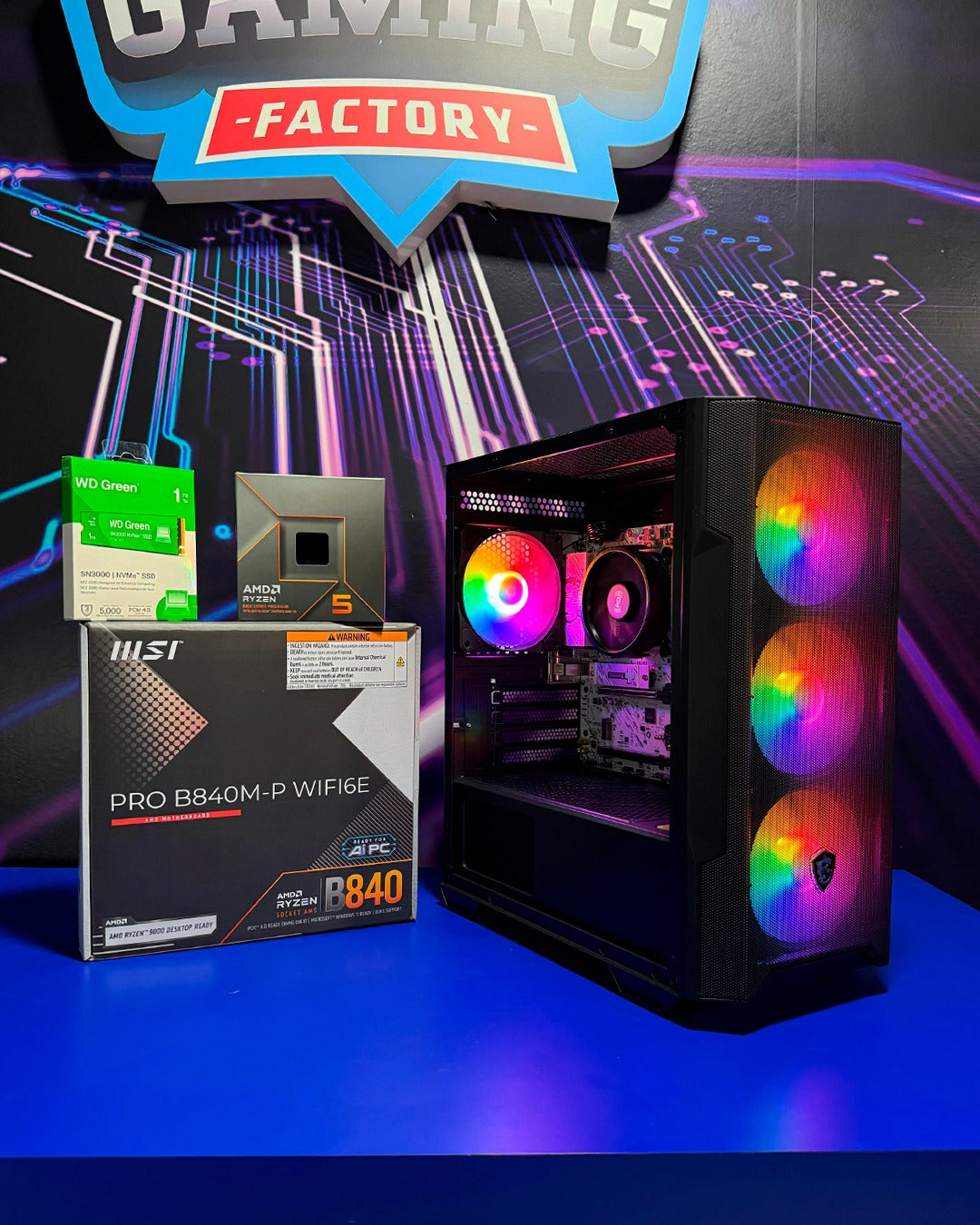 Combo Stinger: Ryzen 5 8500G - Board B840M Wifi6 - RAM DDR5 16GB - M.2 1TB - MSI MAG - Monitor 24' 144Hz MSI - Teclado y mouse MSI