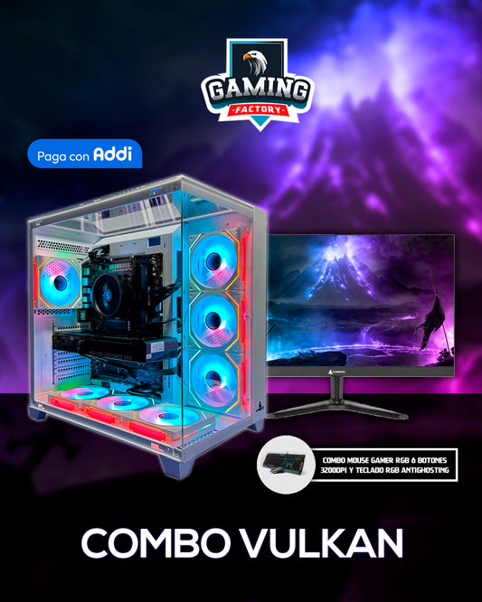 Combo Vulkan: Ryzen 7 8700F - Board B650 Pro WIFI - 16GB DDR5 - M.2 1TB - 700W 80+ Bronze - Monitor 27' 100Hz 1ms - Combo teclado y mouse