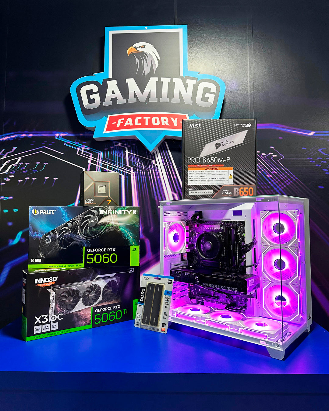 Combo Vulkan: Ryzen 7 8700F - Board B650 Pro WIFI - 16GB DDR5 - M.2 1TB - 700W 80+ Bronze - Monitor 27' 100Hz 1ms - Combo teclado y mouse