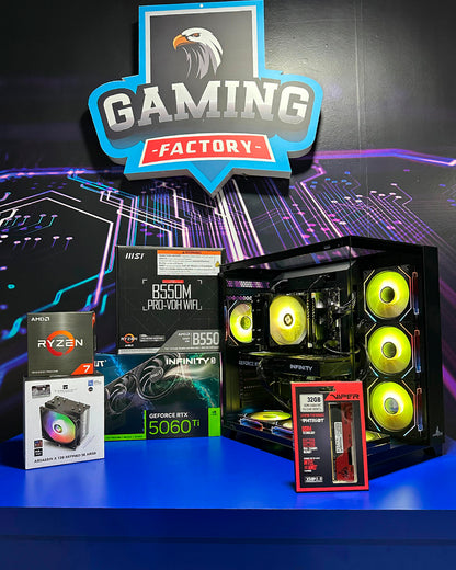 Torre Quantum: Ryzen 7 5700X - BoardB550M Wifi - RAM 16GB - M.2 1TB - RTX 5060Ti 16GB