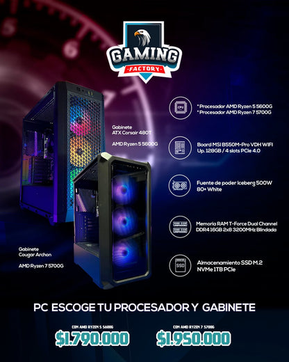TORRE R5| RYZEN 5 5600G/B550/RAM16GB|SSD1TB/500W