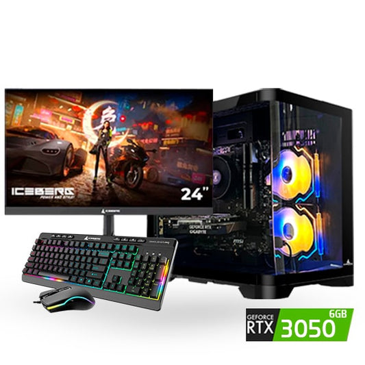 PC COMBO ATLAS/Ryzen 5 5500|B550|RAM 16GB|SSD512GB|RTX30506GB|MONITOR24"|COMBO TECLADO Y MOUSE RGB
