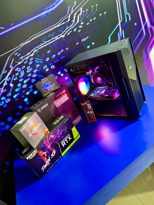 Combo Atlas: Ryzen 5 5500 - Board B550M WIFI - RAM 16GB - M.2 512GB - RTX 3050 6GB - Monitor 27' 120Hz 1ms - Combo teclado y mouse