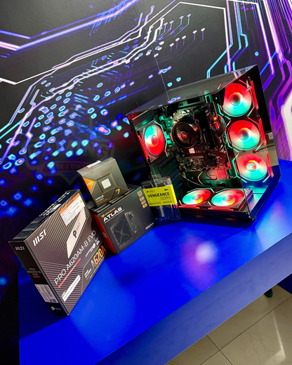 Combo Bullet: Ryzen 7 8700G - Board A620M EVO - RAM 16GB 2x8 DDR5 - M.2 512GB Gen4 - 650W Bronze - Monitor 27' 120Hz - Teclado y Mouse RGB