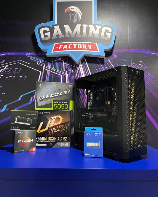 Combo Storm: Ryzen 5 5500 - Board B550M WIFI - RAM 16GB - M.2 512GB - RTX 5050 8GB - 650W 80+ White - Monitor 24' 100Hz 1ms - Combo teclado y mouse