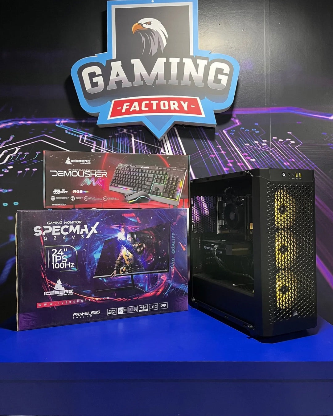 Combo Storm: Ryzen 5 5500 - Board B550M WIFI - RAM 16GB - M.2 512GB - RTX 5050 8GB - 650W 80+ White - Monitor 24' 100Hz 1ms - Combo teclado y mouse