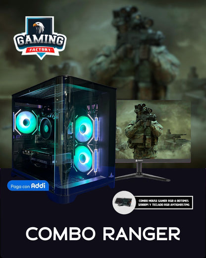 Combo Ranger: Ryzen 5 5500 - Board B550M WIFI - RAM 16GB - M.2 512GB - RTX 5060 8GB - 650W 80+ White - Monitor 24' 100Hz 1ms - Combo teclado y mouse