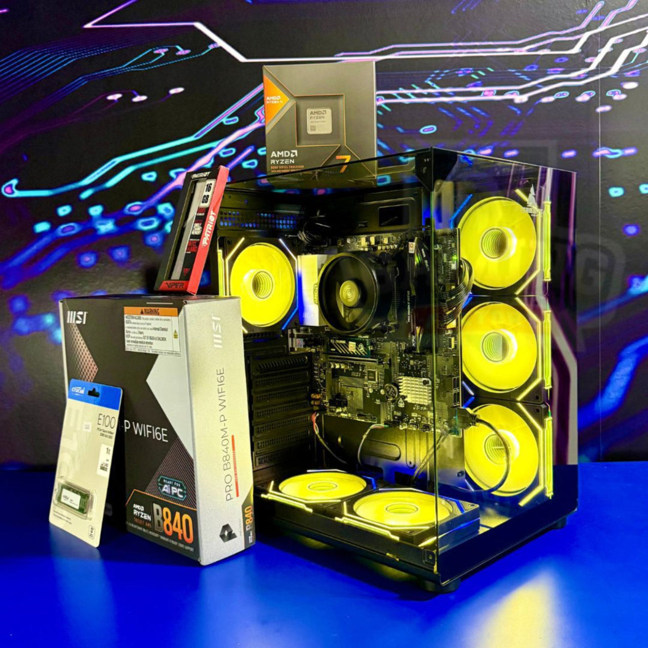 Torre Bullet: Ryzen 7 8700G - Board B840M Wifi6 - RAM 16GB DDR5 - M.2 1TB Gen4 - 700W Bronze