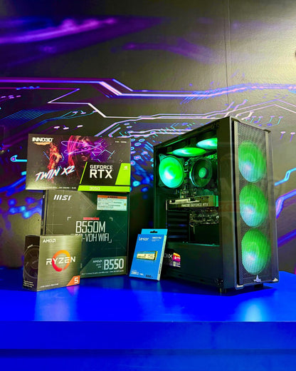 Torre Atlas: Ryzen 5 5500 - Board B550M WIFI - RAM 16GB - M.2 500GB - RTX 3050 6GB