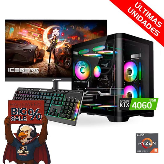 PC COMBO MINIGUN / Ryzen 5 5500-B550-RAM32GB-SSD1TB-RTX40608GB /Monitor 24"/ Teclado y Mouse RGB