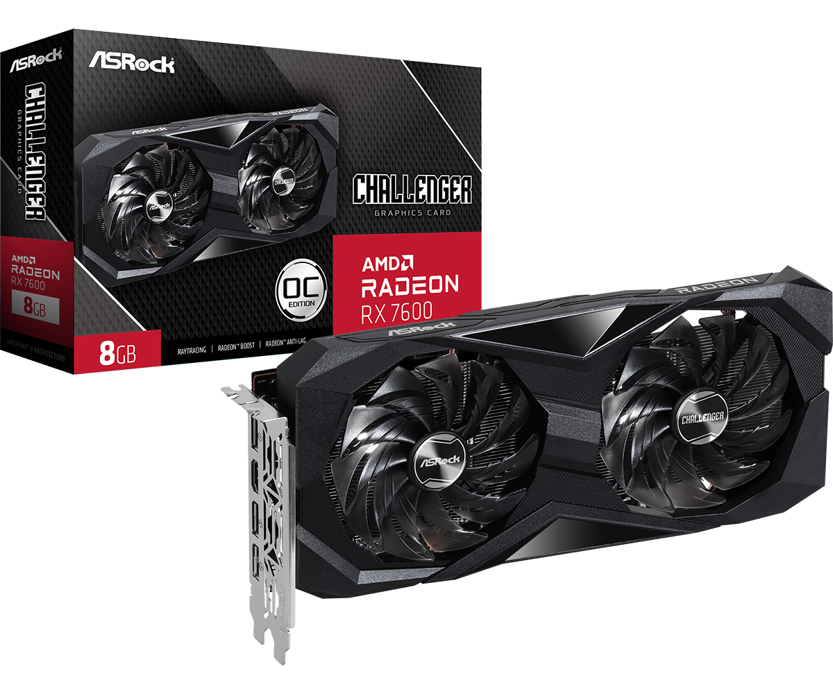 Tarjeta de video AMD RX 7600 8GB Asrock Challenger OC Dual Fan