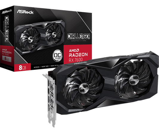 Tarjeta de video AMD RX 7600 8GB Asrock Challenger OC Dual Fan