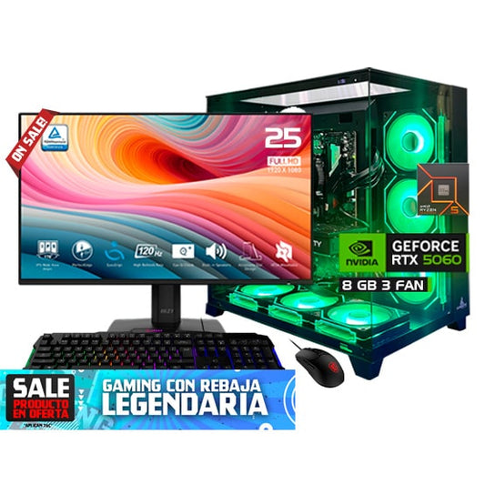PC COMBO| RYZEN 5 7600| BOARD B650VC| RAM 16GB|SSD 1TB M.2| MONITOR DE 25"| COMBO  TECLADO Y MOUSE RGB