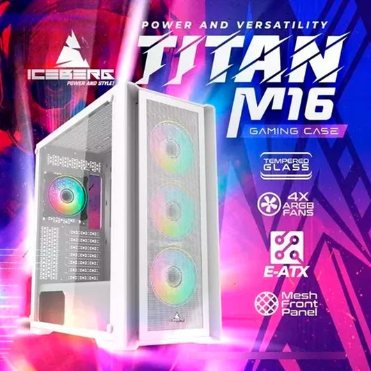 Chasis  Titan M16 Blanca|  Iceberg  | Torre E-ATX de alto rendimiento y estilo premium