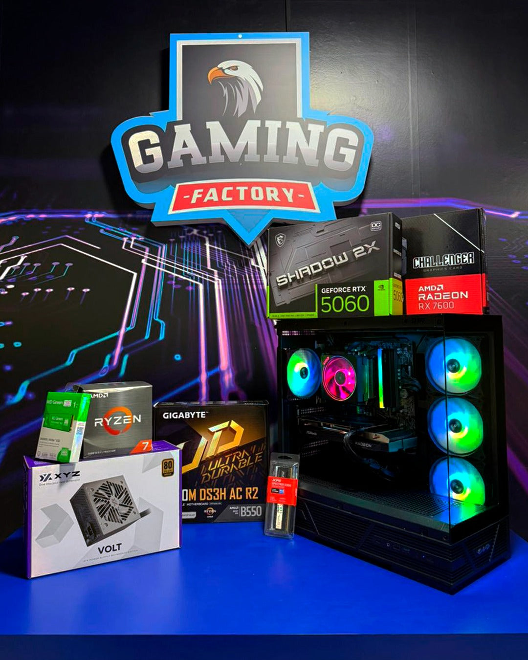 Combo Doom: Ryzen 7 5800XT - Board B550M Wifi - RAM 16GB - M.2 1TB - RTX 5060 8GB / RX 7600 - Monitor 25'' 200Hz - Teclado y mouse