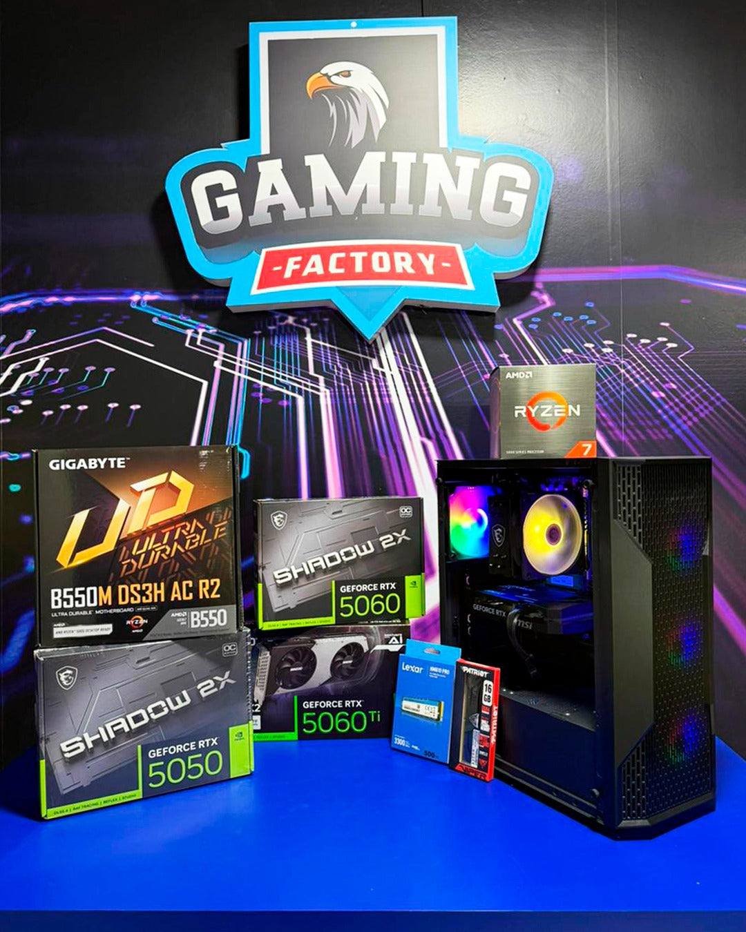 Combo Fire: Ryzen 7 5700X - Cooler MSI - B550M WIFI - 16GB DDR4 - M.2 480GB - Escoge la gráfica - TUF 24' 180Hz - Teclado y mouse