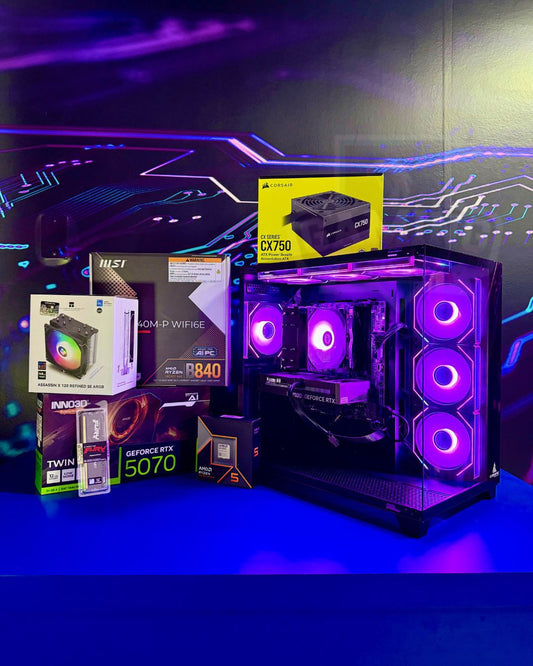 PC Rampage: Ryzen 5 9600X - Board B840M Wifi6 - RAM DDR5 16GB - M.2 1TB Gen4 - RTX 5070 12GB - 750W 80+
