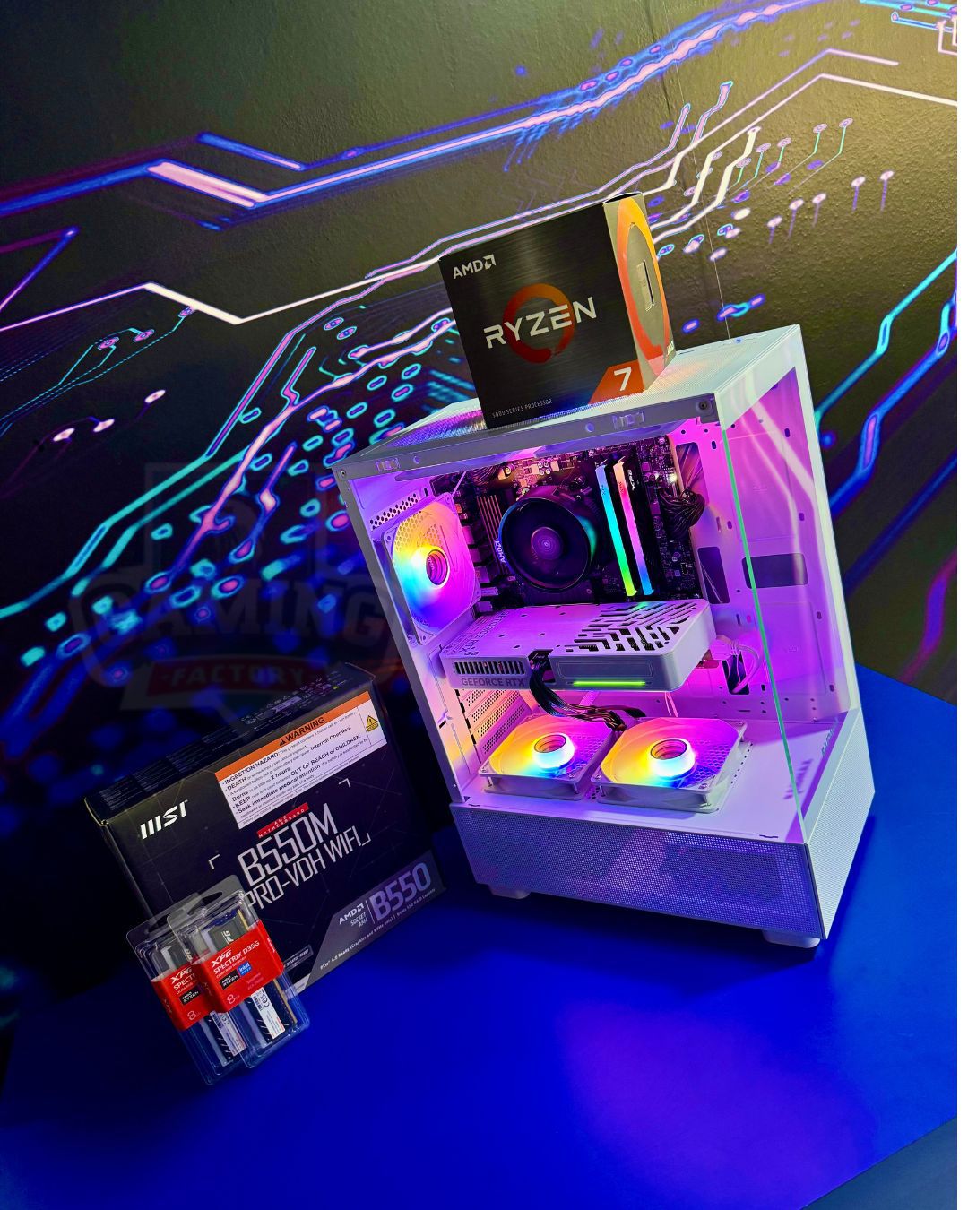 Torre Velvet: Ryzen 7 5700 - Board B550M Wifi - 16GB 2x8 RGB - M.2 512GB - Escoge la Gráfica - 850W 80+ Bronze