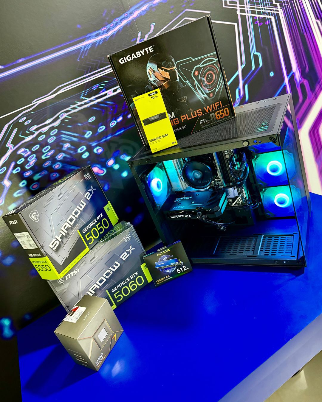 Combo Vulkan: Ryzen 7 8700F - Board B650M WIFI6 - 16GB DDR5 - M.2 512GB - 750W 80+ Bronze - Monitor 25' 144Hz 1ms - Combo teclado y mouse MSI - Escoge la gráfica