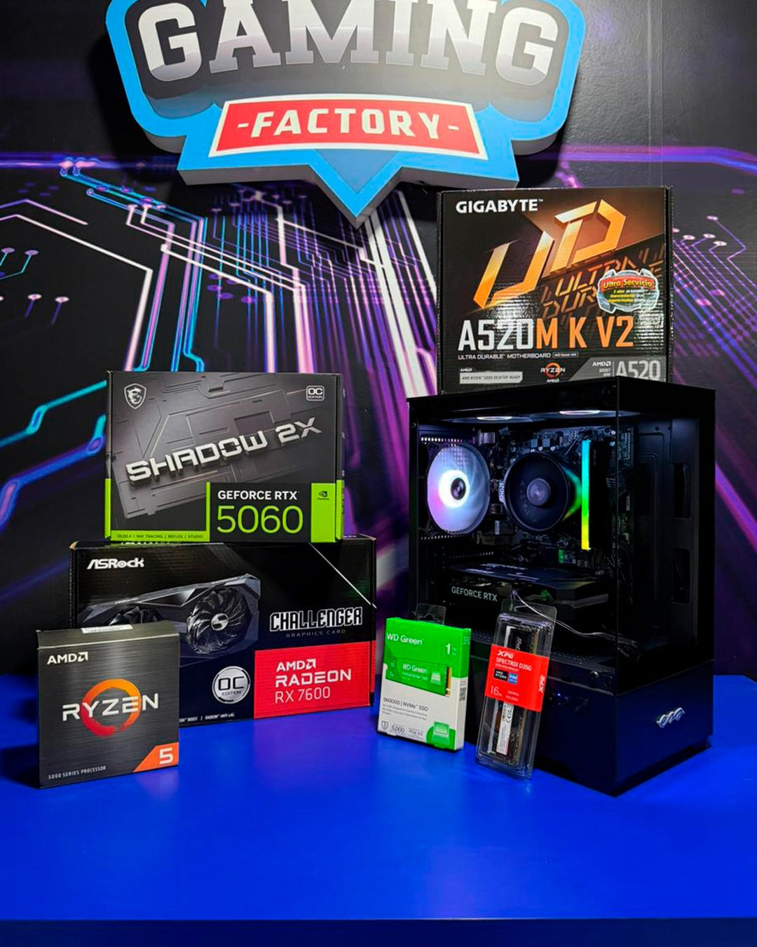 Torre Sharp: Ryzen 5 5500 - Board A520M - RAM 16GB - M.2 1TB - 650W 80+ White