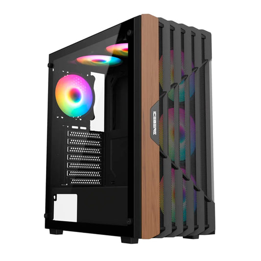 Chasis Iceberg Wood Vector – ATX | 7 Ventiladores ARGB | Vidrio Templado | Estilo madera