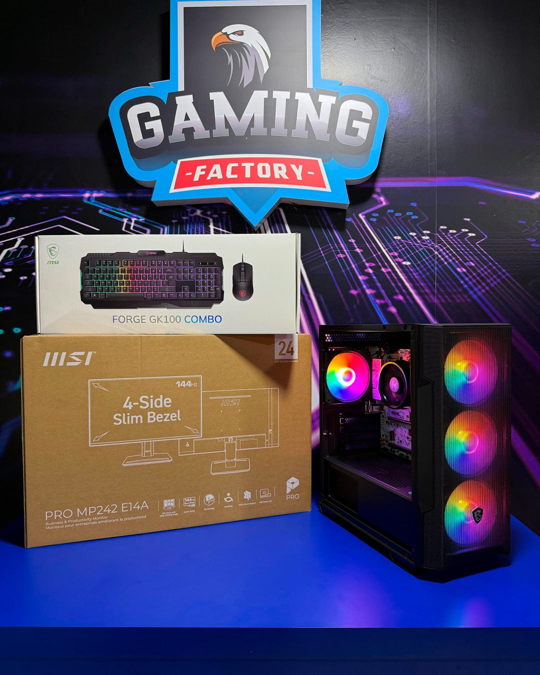 Combo Stinger: Ryzen 5 8500G - Board B840M Wifi6 - RAM DDR5 16GB - M.2 1TB - MSI MAG - Monitor 24' 144Hz MSI - Teclado y mouse MSI