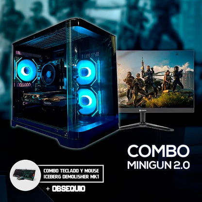 PC COMBO MINIGUN / Ryzen 5 5500-B550-RAM32GB-SSD1TB-RTX40608GB /Monitor 24"/ Teclado y Mouse RGB