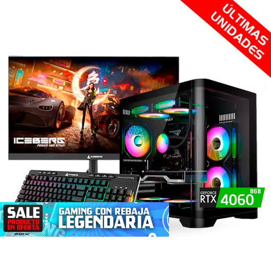 PC COMBO MINIGUN / Ryzen 5 5500-B550-RAM32GB-SSD1TB-RTX40608GB /Monitor 24"/ Teclado y Mouse RGB