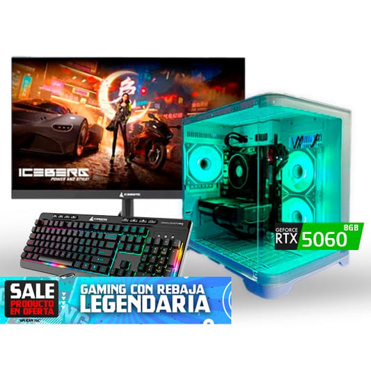 PC COMBO MINIGUN RELOADET / Ryzen 5 5500-B550-RAM32GB-SSD1TB-RTX50608GB /Monitor 24"/ Teclado y Mouse RGB