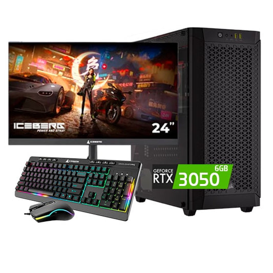 PC COMBO NEXUS/ Ryzen 5 5500-B450M-RAM16GB-SSD512GB-RTX3050 6GB/ Monitor 25"/ Teclado y Mouse RGB