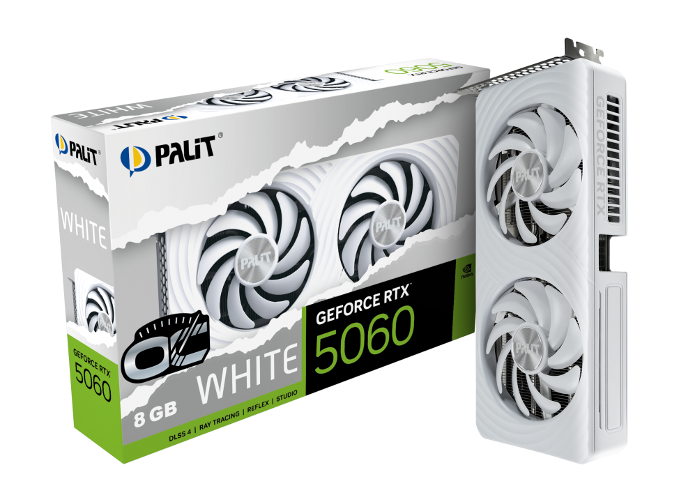 Tarjeta de video Nvidia RTX 5060 8GB Palit White OC Dual Fan